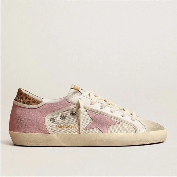 Golden Goose Superstar Sneaker Cream Antique Pink Suede/Leopard sz 37 New in Box - Picture 17 of 17